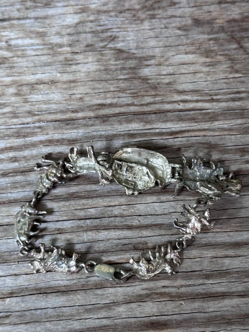 Vintage Sterling Silver Noahs Ark Animal Charm Bracelet 925 Biblical 11.13g 7" - Picture 7 of 8